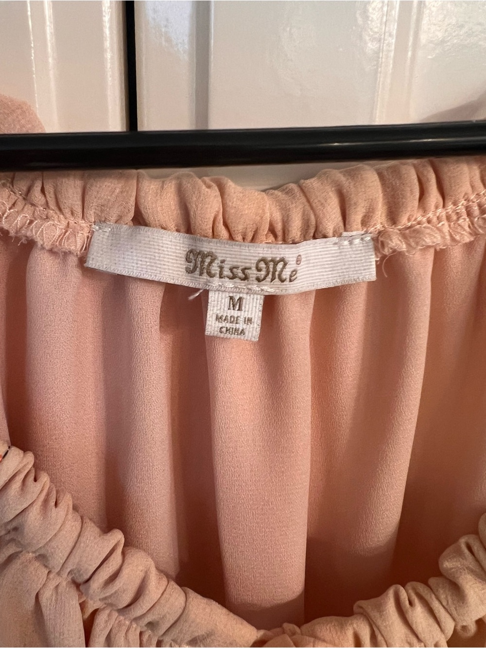 Miss Me Peach Chiffon Ruffled Off-Shoulder Top - Picture 2 of 2